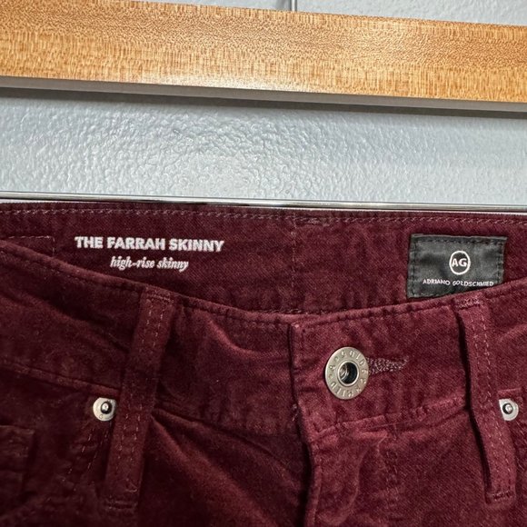 ADRIANO GOLDSCHMIED the farrah high rise velvet burgundy pants size 26 - Picture 4 of 6